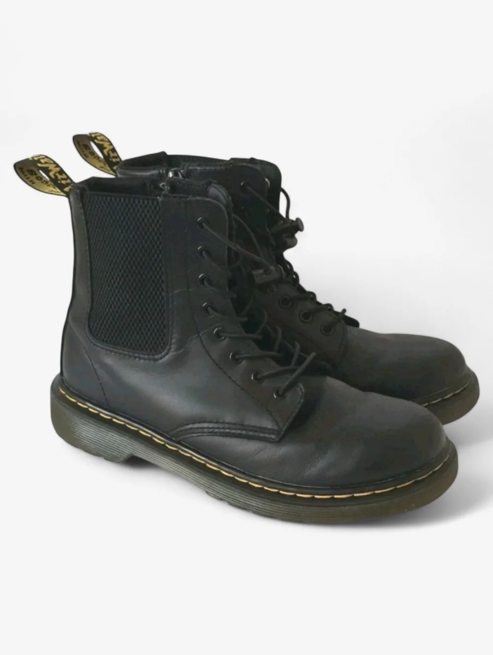 Dr Martens 1460 Harper J Boots Youth 4 Black Leather Combat Zip